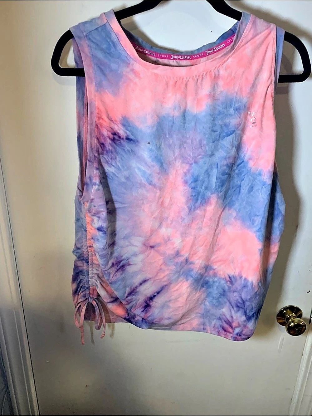 Juicy Couture Tie-Dye Ruched Tank Top in Pink & Blue